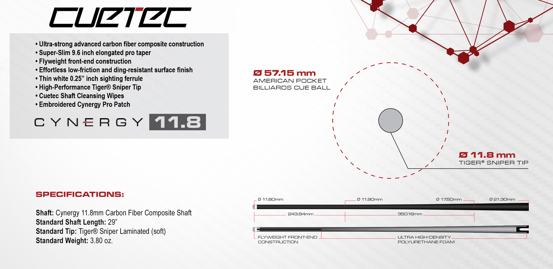 Cuetec Cynergy 11.8 Shaft Specifications