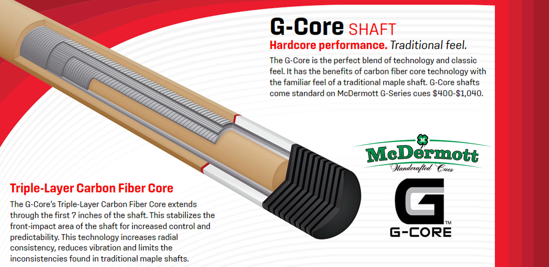 McDermott G Series Cues G-Core Shaft