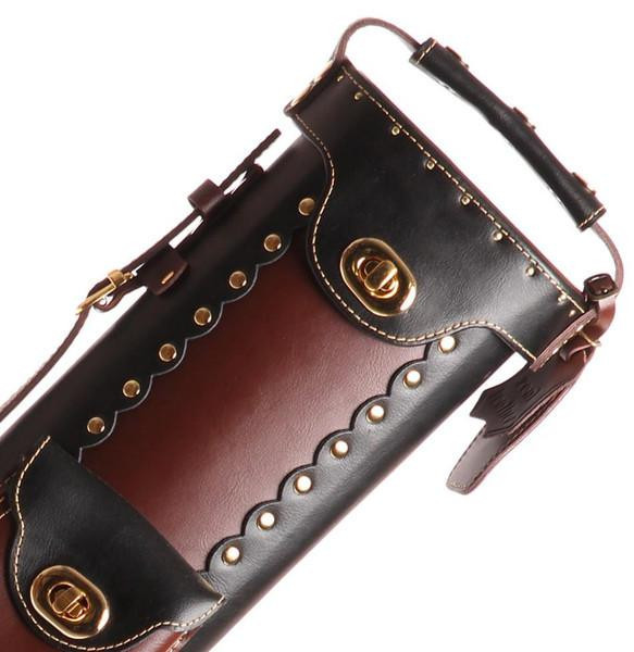 Instroke Leather Cowboy Black/Brown Pool Cue Case - 2x3 - FCI