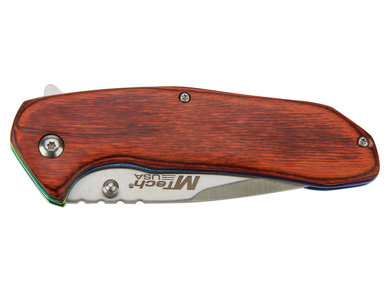 TK　ボルトクラム１０５　ウォールナット Mtech Spring Assisted Folding Knife - Silver - Brown Wood Slim
