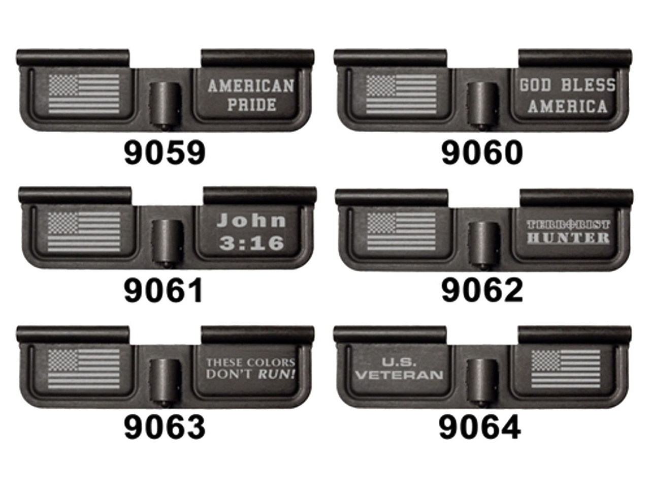 NDZ AR Ejection Port Dust Cover Black - Lasered (10) US Flag