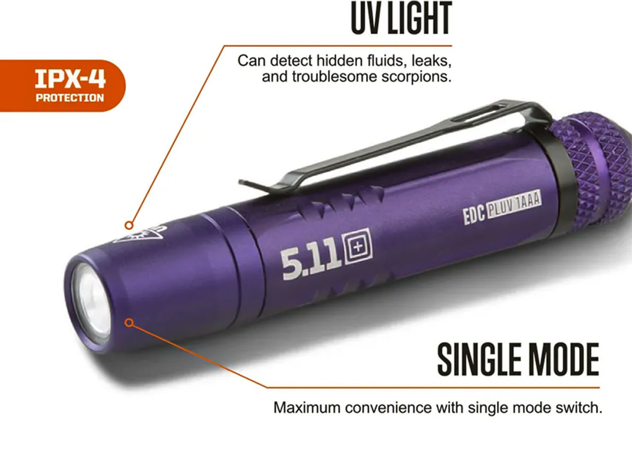 5.11 Tactical EDC PL1 Pen Light Ultra Violet, Purple | NDZ Performance