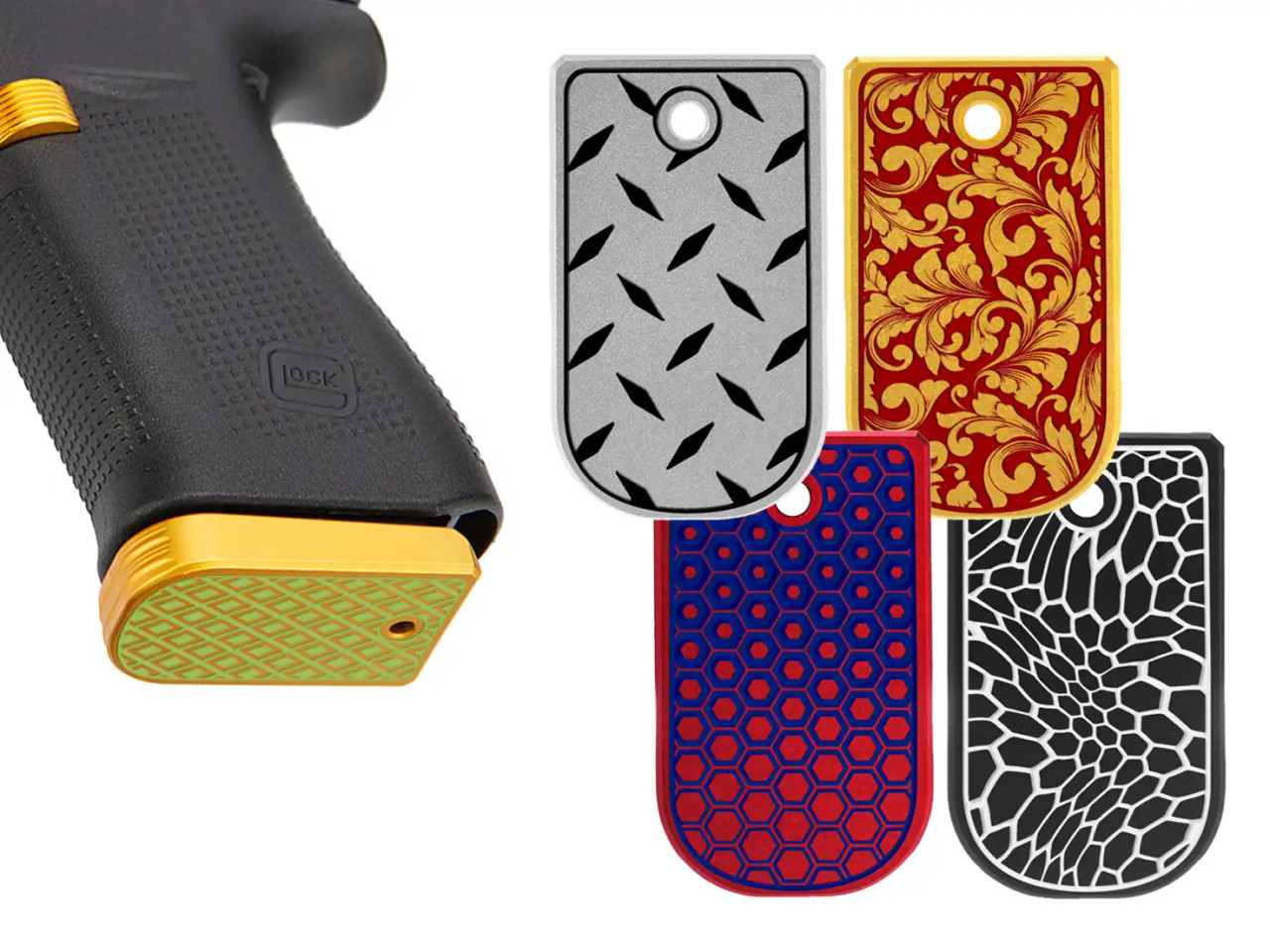 NDZ for Glock 43X 48 Magazine Floor Base Plate with Engraved Patterns