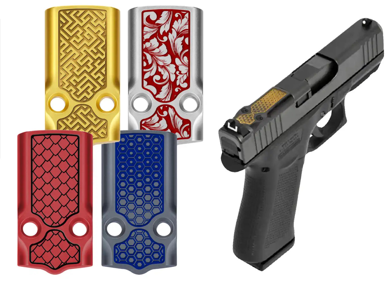 NDZ Glock 43X, 48 MOS Optic Cover Plate with Engraved Patterns