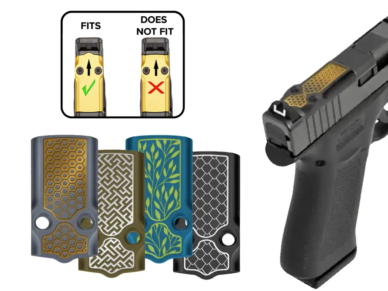NDZ for Glock 43X, 48 MOS Optic Cover Plate with Engraved Patterns