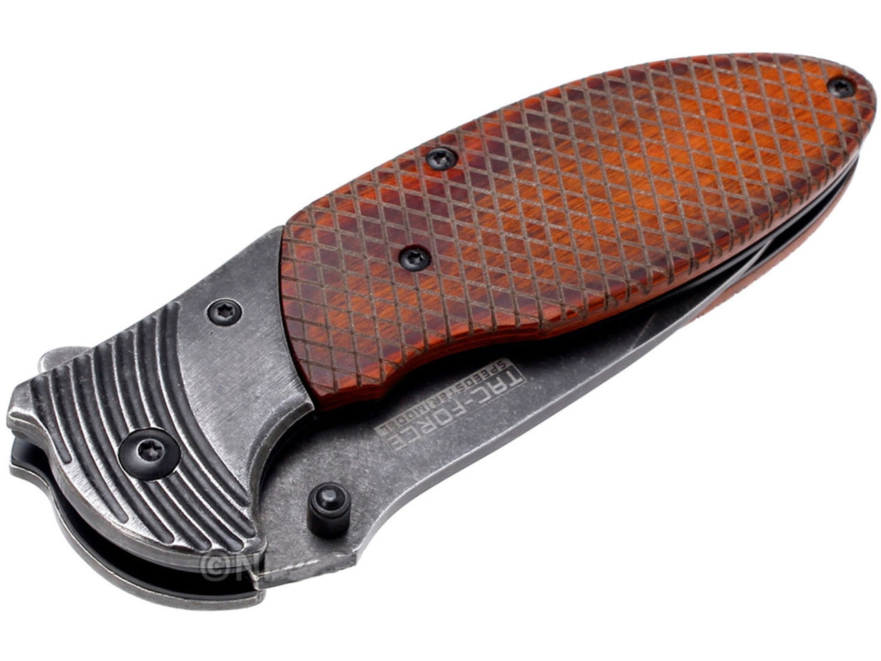 TAC-FORCE Spring Assisted Folding Pocket Knife - Textured Wooden