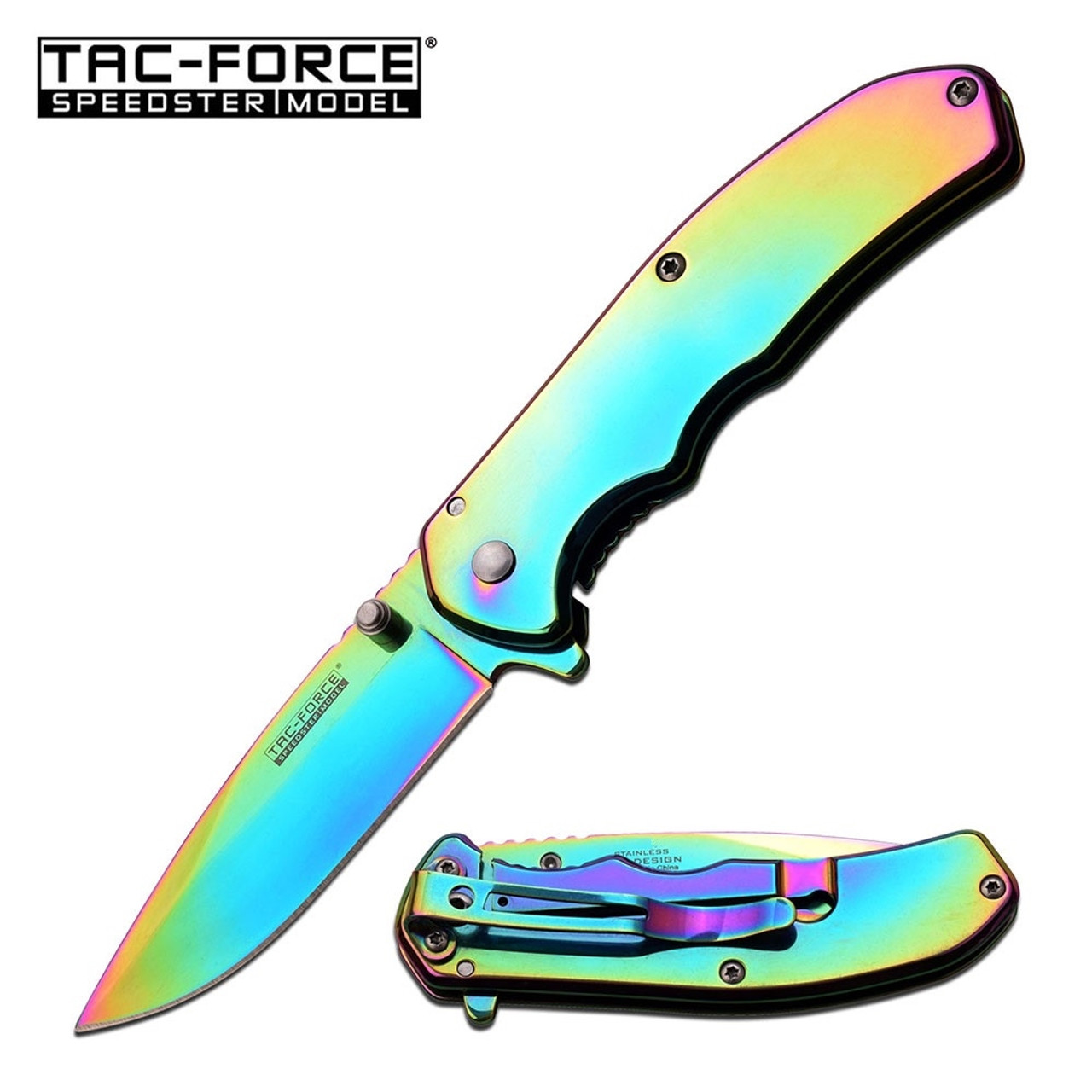 Tac Force Rainbow Titanium Speedster Assisted Opening Pocket Knife