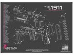 Cerus Gear Pistol Mat for 1911 Schematic Promat Grey Pink