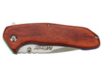 Mtech Spring Assisted Folding Knife - Silver - Brown Wood Slim Sleek EDC 3" Blade  - Blade Closed