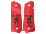 Magpul 1911 Pistol Grip Panel in USMC Red Cerakote with Diamond Cross-Section - Laser Engraving Example