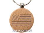 NDZ Custom Circular Wooden Key Chain - Laser Engraving Example
