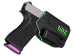 NDZ Performance for Glock 43 43X RH IWB Kydex Holster Tough Clip - Gun in holster angled view