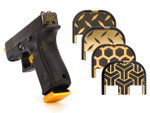 NDZ Glock Gen 5 Rear Slide Cover Plate in Brass & Black with Laser Deep Engraved Two-Tone Design - Multiple Variations