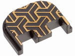 NDZ Glock Gen 5 Rear Slide Cover Plate in Brass & Black with Laser Deep Engraved Two-Tone Design - Front View