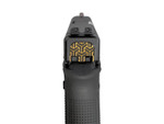 NDZ Glock Gen 5 Rear Slide Cover Plate in Brass & Black with Laser Deep Engraved Two-Tone Design - On the Gun