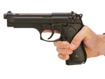 NDZ Beretta 92 & 96 Magazine Plate with Deep Laser Engraved Image - Black Example on Gun