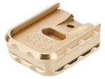 NDZ Sig Sauer P320 & XFIVE Legion Extended Magazine Plate Aspis Cut Heavyweight Brass - Angled View