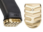 NDZ Walther PDP Brass Extended Magazine Base Plate, Aspis Cut - Product with Gun
