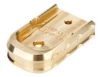 NDZ Glock 43X, 48 Brass Extended Magazine Base Plate, Aspis Cut - Top View