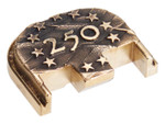 NDZ Ruger RXM USA 250th Anniversary Rear Plates, Brass - No Notch Angled View Front
