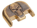 NDZ Ruger RXM 3D NDZ Skull Rear Slide Plate, Brass - No Notch Angled View Front