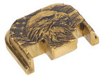 NDZ PSA Dagger 3D Design Rear Slide Cover Plates, Brass - Notch Angled View Front