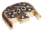 NDZ PSA Dagger USA 250th Anniversary Rear Plates, Brass - No Notch Angled View Front