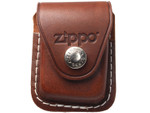Zippo Lighter Pouch Brown With Belt Clip - Front View
