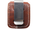 Zippo Lighter Pouch Brown With Belt Clip - Back View