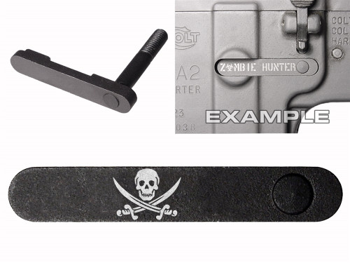 NDZ for AR-15 SW 15-22 Black Magazine Catch 420 skull swords corrected