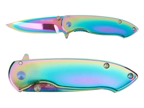 TAC-FORCE TF-862RB 3" Spring Assisted Folding Pocket Knife Rainbow - All Angles