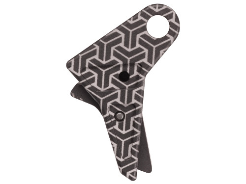 True Precision Axiom Trigger Shoe for Glock Gen 1-4 Black TriWeave Engraved by NDZ - Side View Down