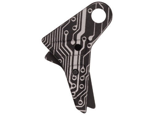 True Precision Axiom Trigger Shoe for Glock Gen 1-4 Black Circuit Board Engraved by NDZ - Side View Down