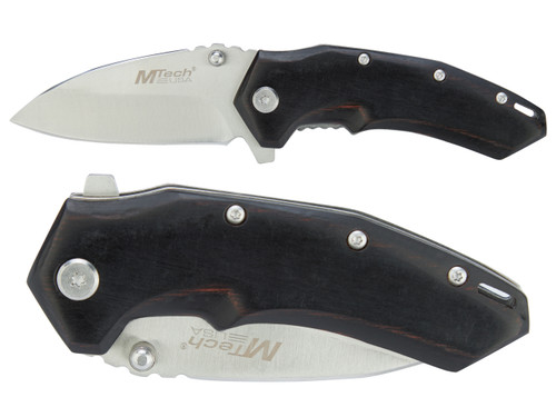 Mtech USA MT-A1158BK Spring Assisted Knife Stainless Black - Blade Open and Closed