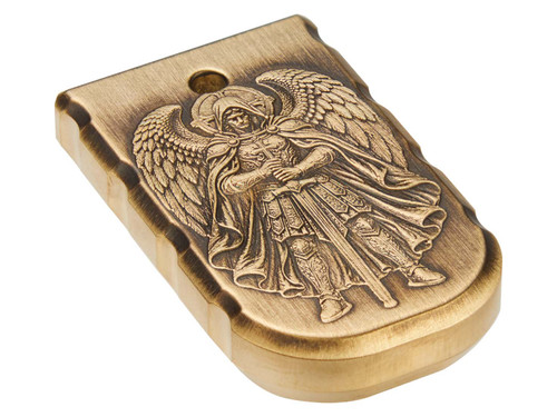 NDZ for Glock 48 43X Magazine Floor Base Plate Heavyweight Brass, 3D Designs - Angled View