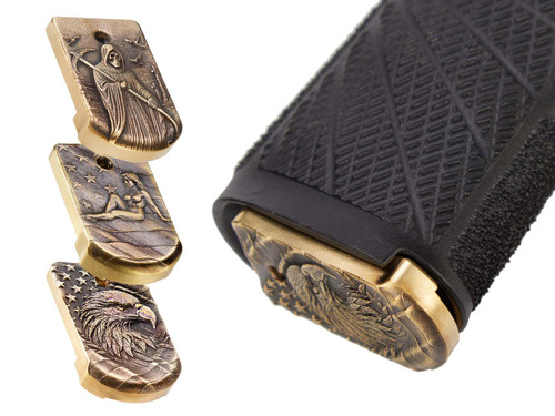 NDZ Sig Sauer P365, P365 XL, P365 SAS Slim Carry Magazine Plate Heavyweight Brass, 3D Designs - Multiple Variations