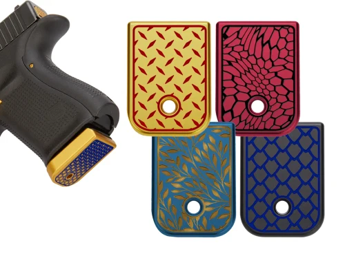 NDZ for Glock Gen 1-5 Extra Thick Magazine Floor Plate with Engraved Patterns - Multiple Variations