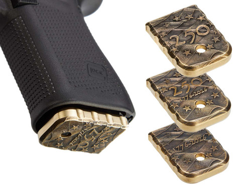 NDZ Glock USA 250th Anniversary Brass Magazine Base Plates - Multiple Variations with Gun