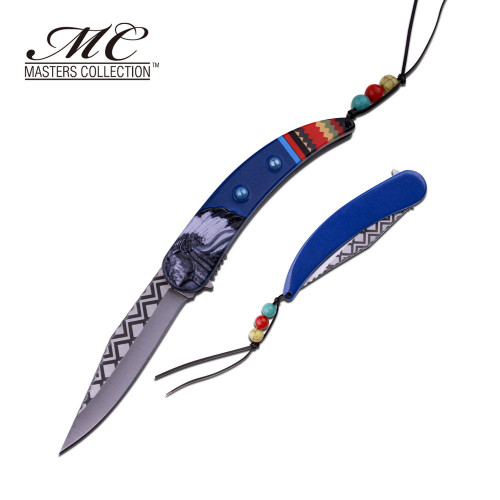 Masters Collection Indian Native American Claw Shaped Knife Blue MC-A046BL