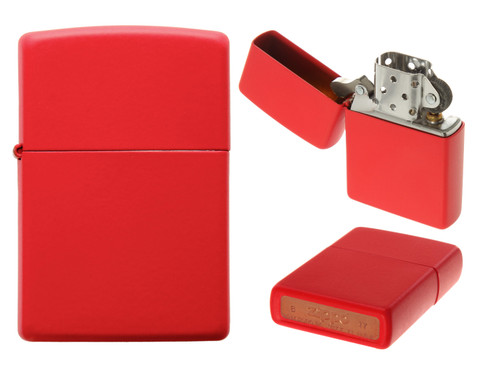 Zippo Matte Red Windproof Lighter - All Angles