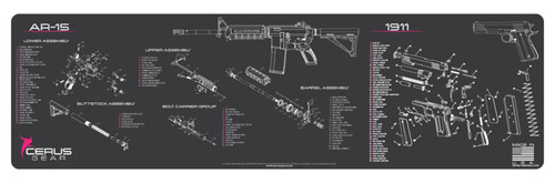 Cerus Gear Gun Mat for AR-15 & 1911 Combo Schematic Magnum Promat Grey Pink
