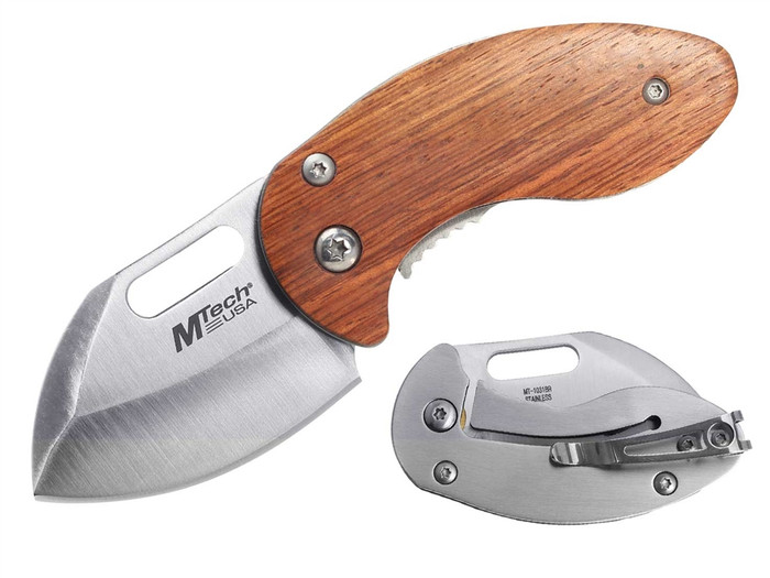 MTech Manual Folding Mini Wood Stubby Pocket Knife MT-1031BR