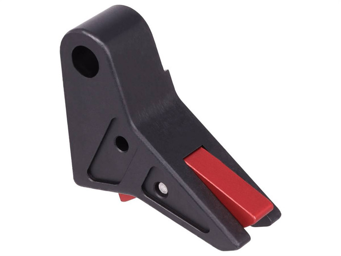 True Precision Axiom Trigger Shoe for Glock Gen 1-4 and 42 43 43X 48 Black Red - Angled View