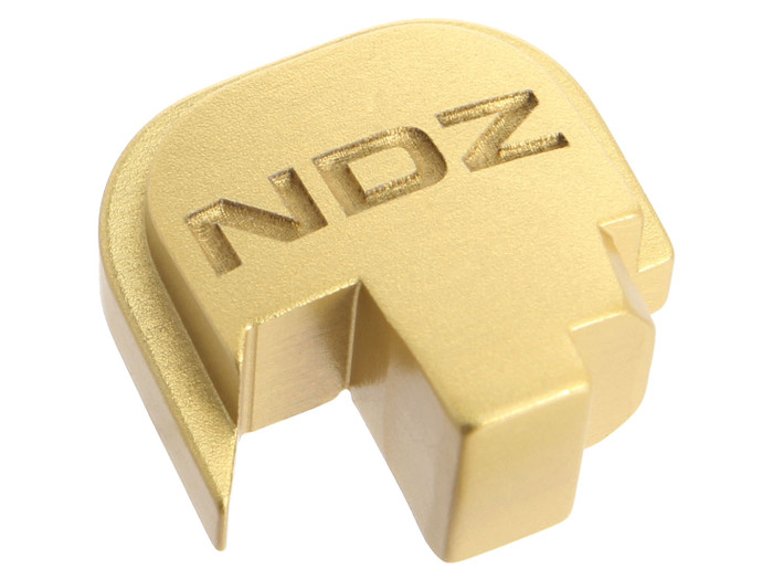 NDZ Gold Smith & Wesson Shield 9MM .40 Rear Slide Cover Plate NDZ Logo Inverse