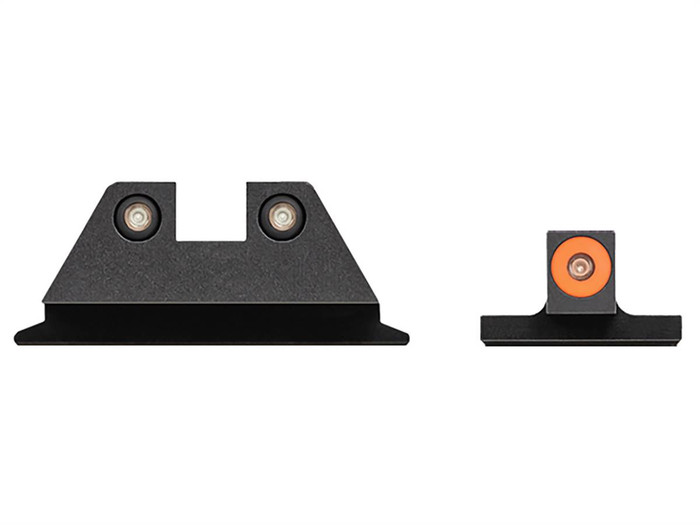 Night Fision Sight Set For Smith & Wesson M&P Shield Series Square Notch With Orange Outline and Green Tritium 1