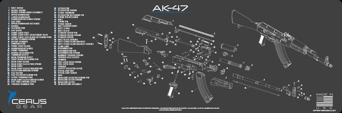 Cerus Gear Gun Mat for AK-47 Schematic Magnum Promat Grey