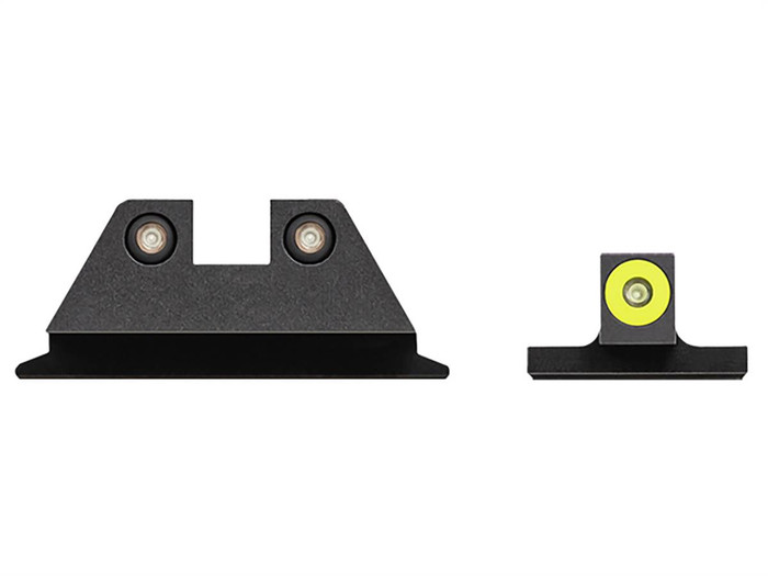 Night Fision Sight Set For Smith & Wesson M&P Shield Series Square Notch with Yellow Outline and Green Tritium 1