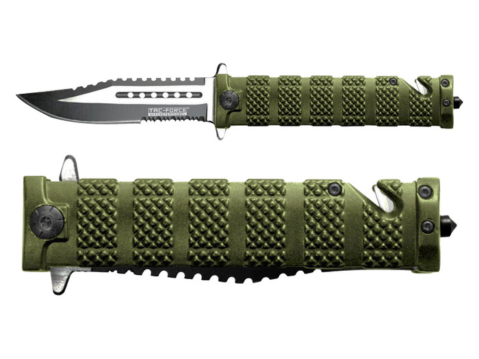 TAC-FORCE TF-710GN 4" Spring Assisted Pocket Knife Green - All Angles