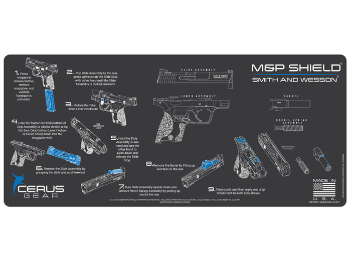 Cerus Gear Gun Mat for Smith & Wesson M&P Instructional Promat Grey Blue 1