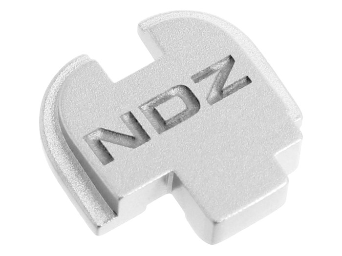 NDZ Silver Springfield Armory XD-S 9MM .40 .45 Rear Slide Cover Plate NDZ Logo Inverse